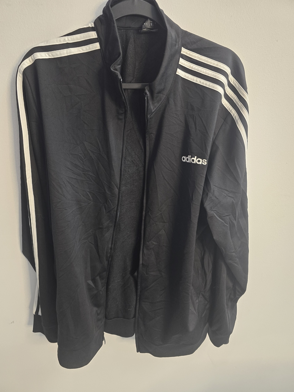 adidas Black Track Jacket with White Three-Stripes